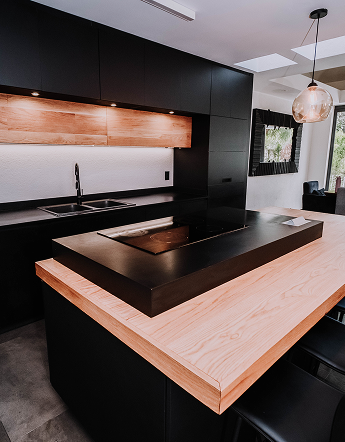 Cocinas integrales modernas de lujo cuarzo granito isla diseño funcional Detalla
